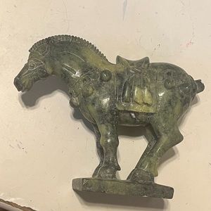 Vintage Chinese Carved Solid Jade Tang Saddled Horse Figurine.
# A-100